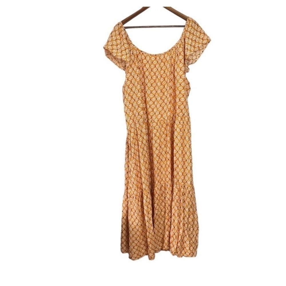 Knox Rose Maxi Dress Size Med A Line Flutter Sleeve Lined Tiered Pockets Boho